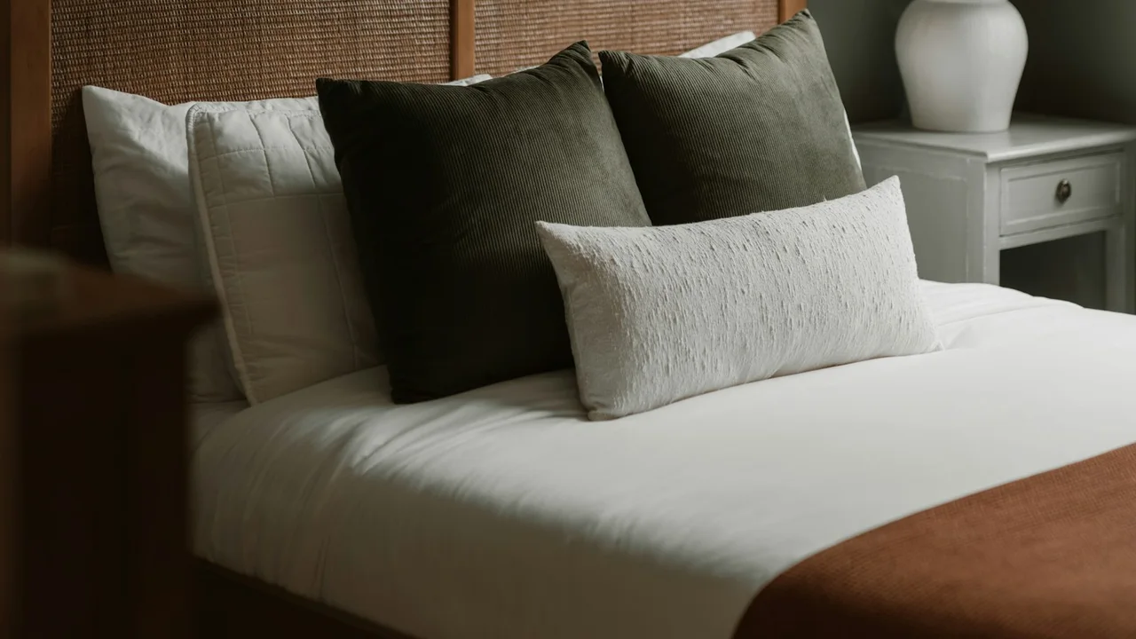 A cozy bedroom with a neatly made bed