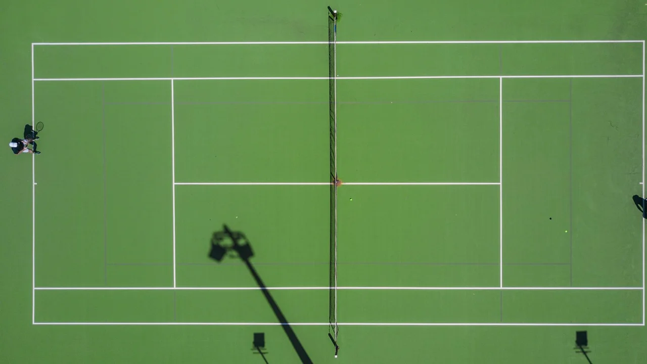 high angle photography of sports field